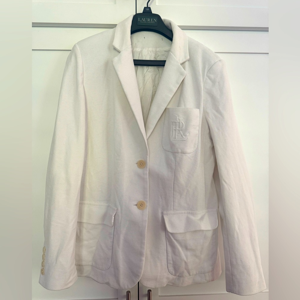Ralph Lauren Cream Blazer with Embroidered Pocket 6